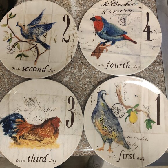 Dishes 1-4 Williams Sonoma 12 Days of Christmas salad/dessert dishes - Picture 1 of 3